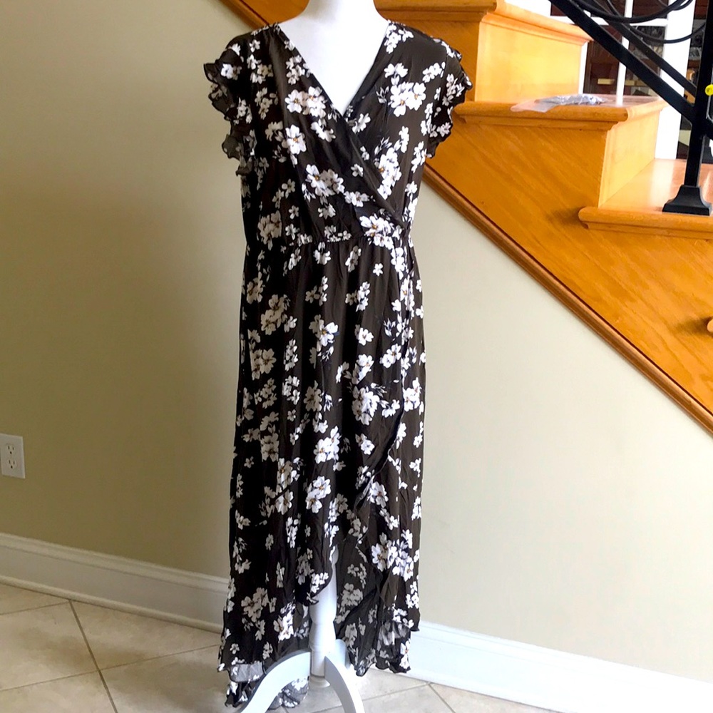 Grecerelle Dress Sz XL brown/white flowers NWT